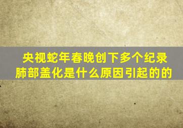 央视蛇年春晚创下多个纪录肺部盖化是什么原因引起的的
